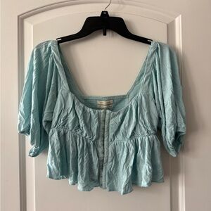 Urban Outfitters Light Blue Peasant Blouse